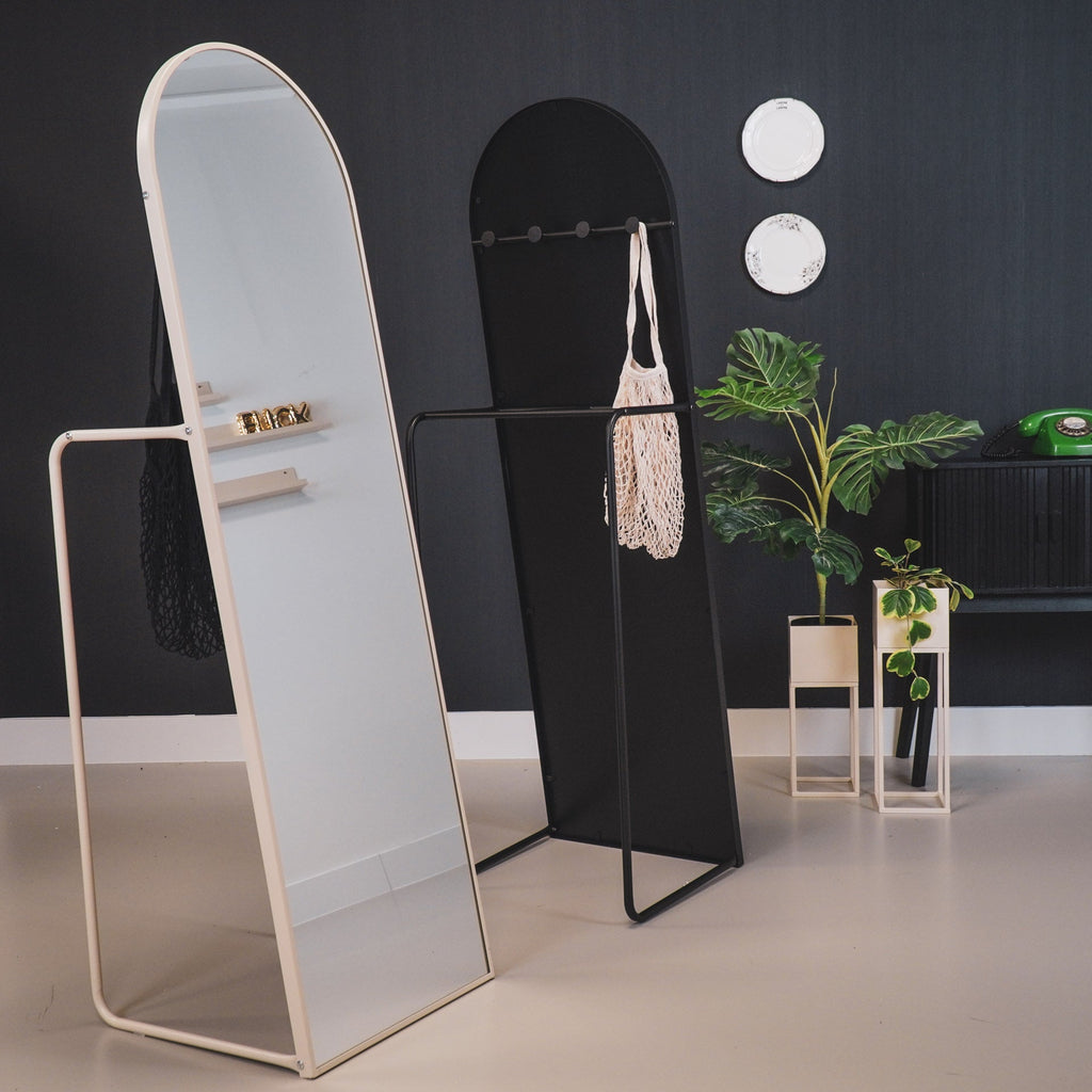 Mirror - Fitting Mirror + Clothes Rack - Metal - Sand - 45x43x150cm