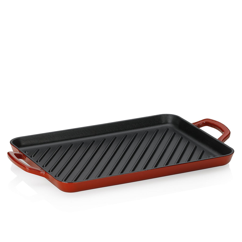 Calido Grillplatte aus Gusseisen – 35 x 25 cm – Rot