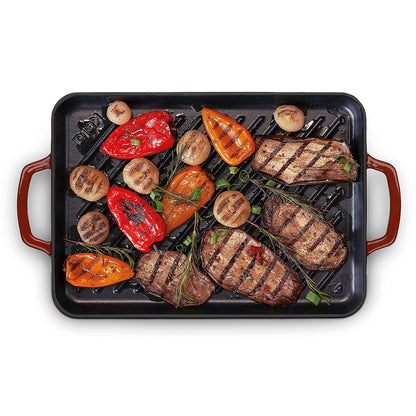 Calido Grillplatte aus Gusseisen – 35 x 25 cm – Rot