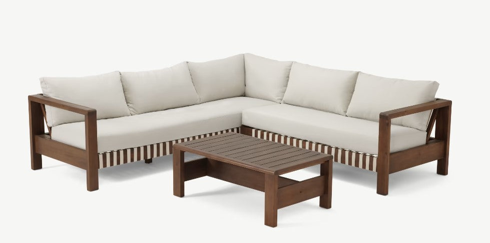 Zambra Lounge Hoekset – Stijlvolle Lounge met Acaciahout en Outdoor Vlechtwerk
