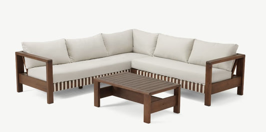 Zambra Lounge Hoekset – Stijlvolle Lounge met Acaciahout en Outdoor Vlechtwerk